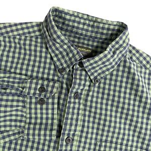 John Bartlett Consensus Men's Size Medium Green Navy‎ Gingham Button Down Shirt